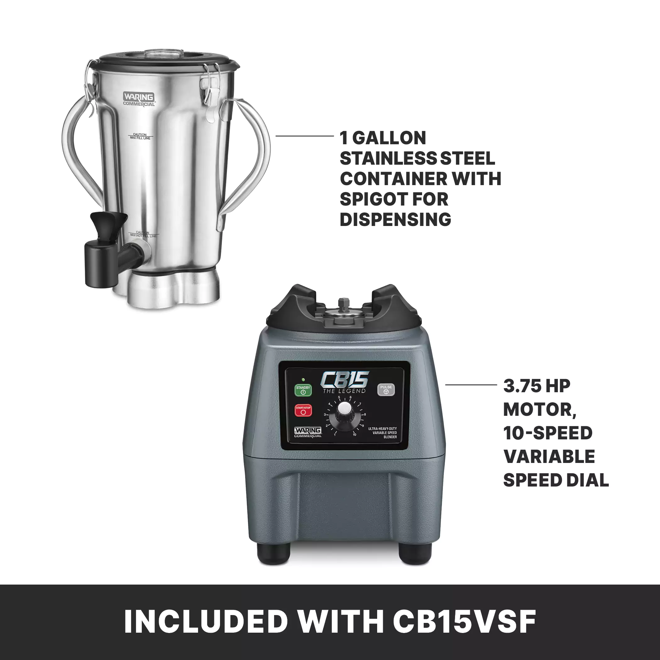 The Legend One-Gallon Food Blender with Variable Speed and Spigot